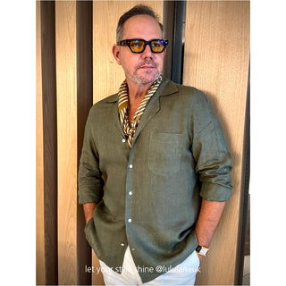 Antique Bronze Stripes Silk Scarf - 65cm Unisex Bandana Scarf