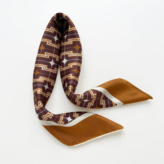 Retro Geometric Silk Square Scarf - 65cm Double-Sided Print Men's Square Neckerchief