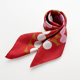 Retro Bauhaus Silk Scarf – 65cm Geometric Square Scarf