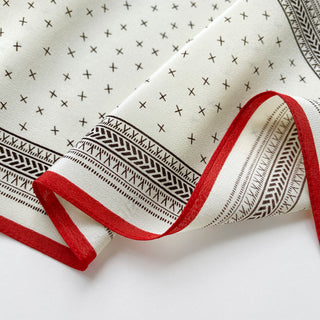 Cream Geometric Silk Scarf – Women's Silk Neck Scarf